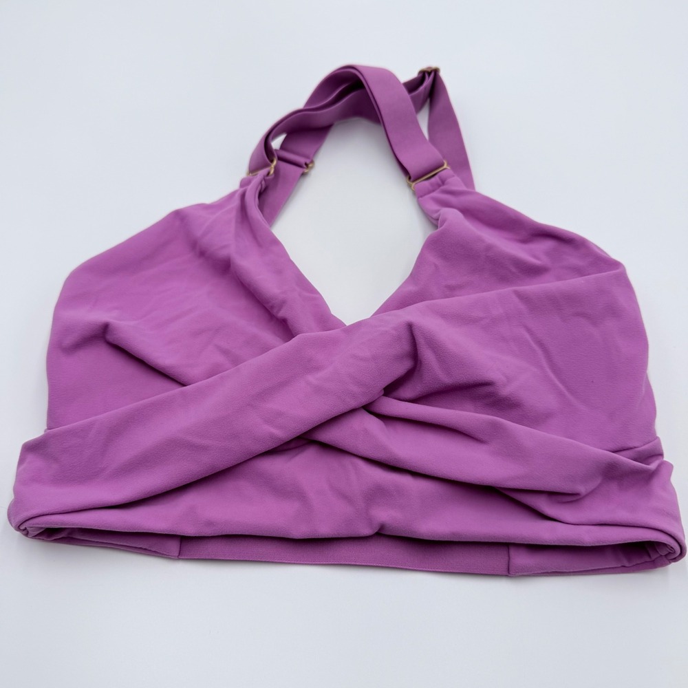 Buffbunny Collection Purple Wrap Front‎ Strappy Back Sports Bra Medium B0279